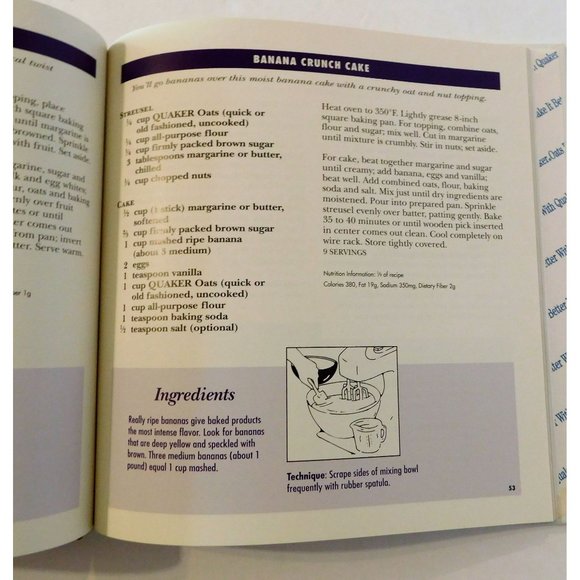 Bake It Better with Quaker Oats Cookbook 1995 Over 50 Recipes Hardcover - Picture 6 of 7